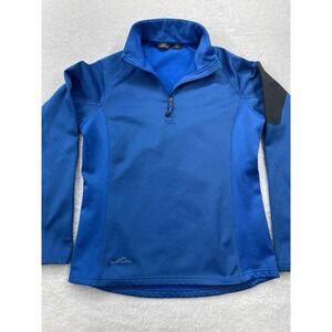 Eddie Bauer Womens Medium‎ Workday Quarter Zip Base layer Fleece Blue LOGO
